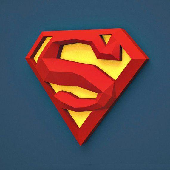 Papercraft Logo - Супермен papercraft superman pepakura 3D Low Poly Paper Sculpture ...