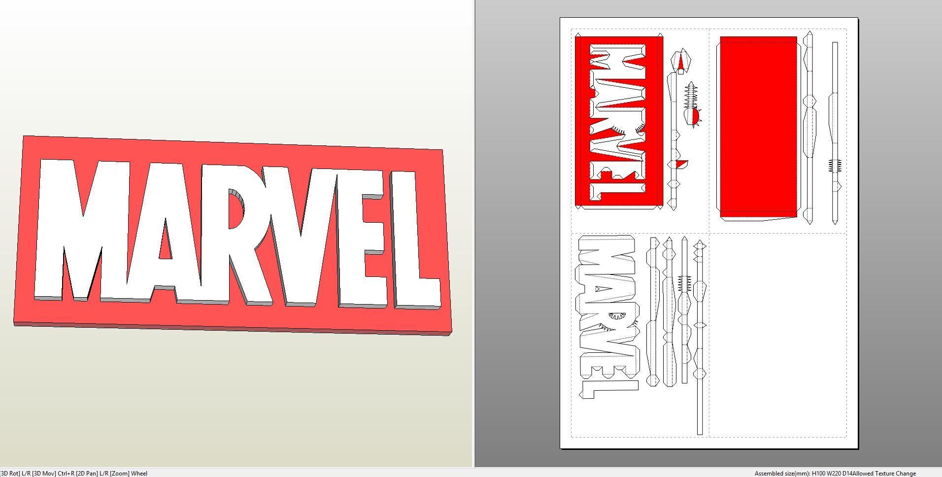 Papercraft Logo - Papercraft .pdo file template for Marvel – Logo.
