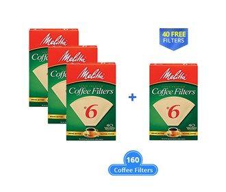Melitta Logo - Melitta #6 Cone 160 Counts - Natural Brown with a Free Filter