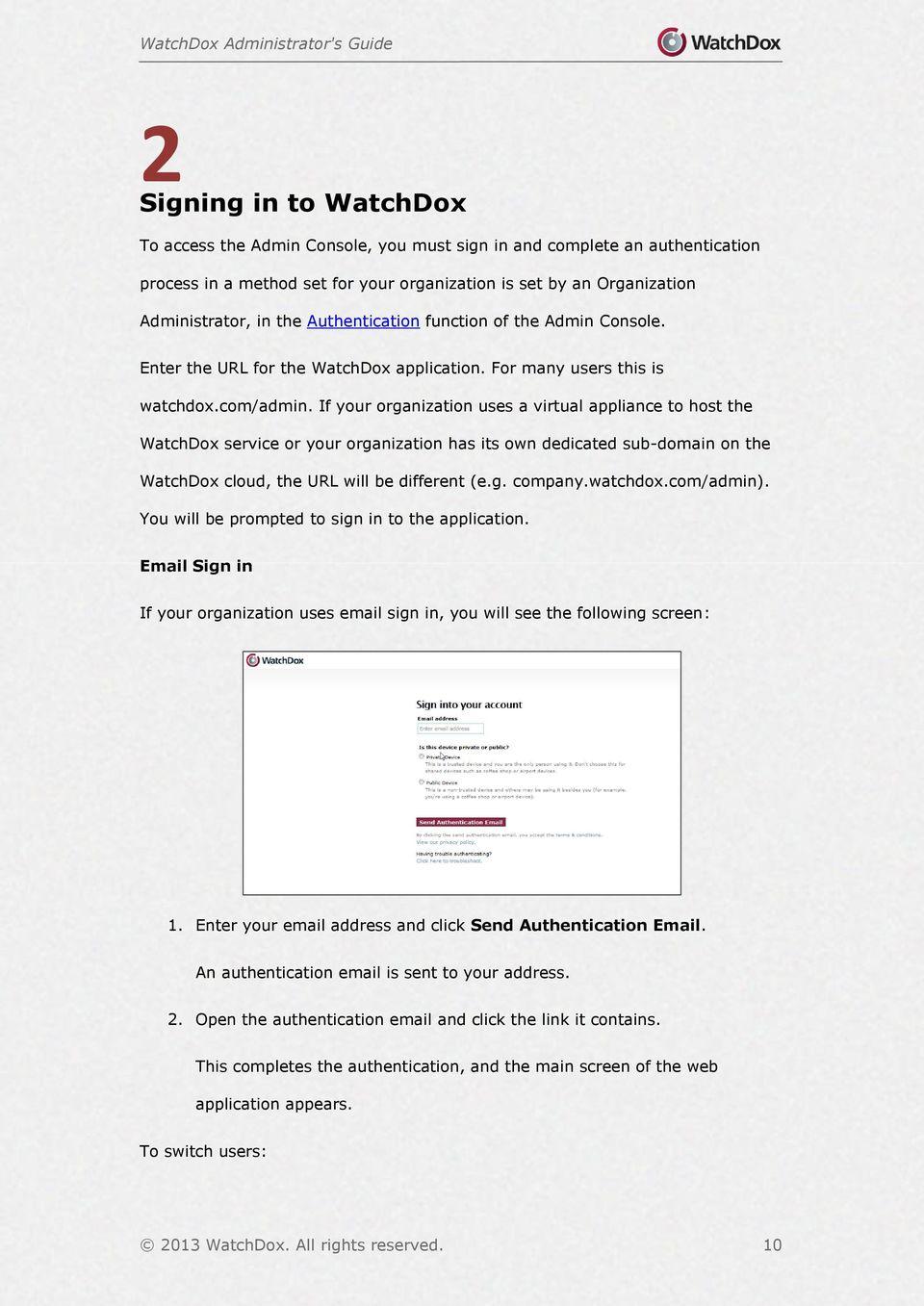 WatchDox Logo - WatchDox Administrator's Guide. Application Version PDF