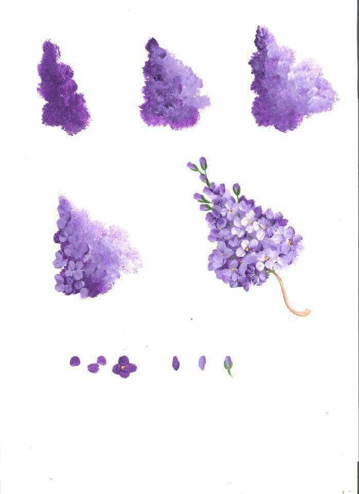 Lilac Flower Logo - Step by step how to paint purple Lilac flowers. | Painting tutorial ...