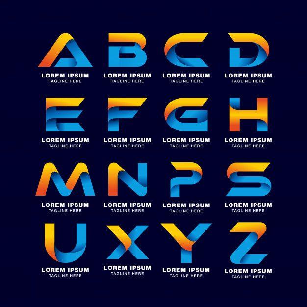 Alphabet Logo - Alphabet letter logo template in gradients style. blue, yellow, and ...