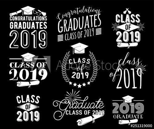 Class Logo - Graduation wishes monochrome overlays, lettering labels design set ...