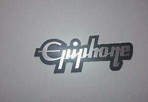 Epiphone Logo - Details about Epiphone plastic logo new style badge Silver color 65 mm = 2  9/16''