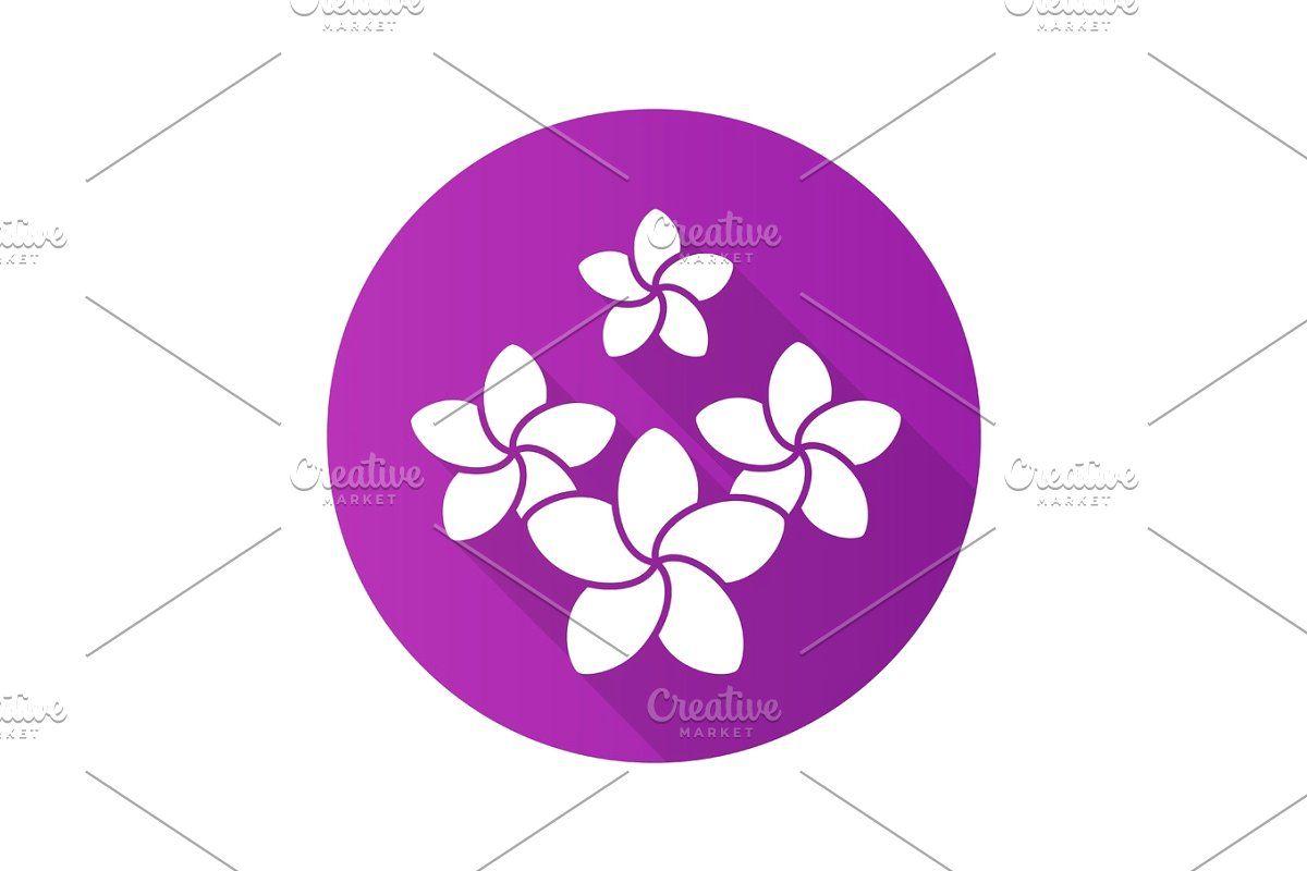 Plumeria Logo - Spa salon plumeria flowers. Flat design long shadow icon