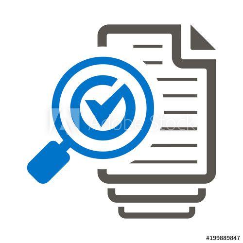 Audit Logo - Magnifying Glass Check Mark Like Files Assess Icon Vector. Sheets