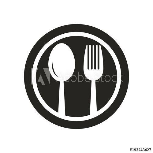 Spoon Logo - Spoon and fork on plate logo black and white, Spoon and fork vector ...