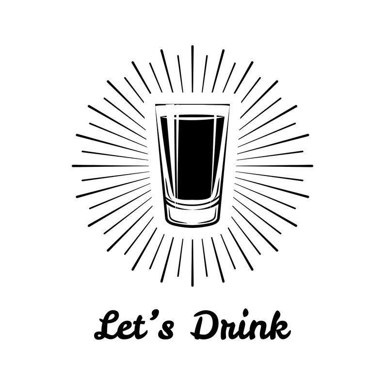 Shot Logo - Shot icon SVG. Alcohol emblen. Shot in beams. Party logo. Let's drink. Bar logotype. Alcohol menu