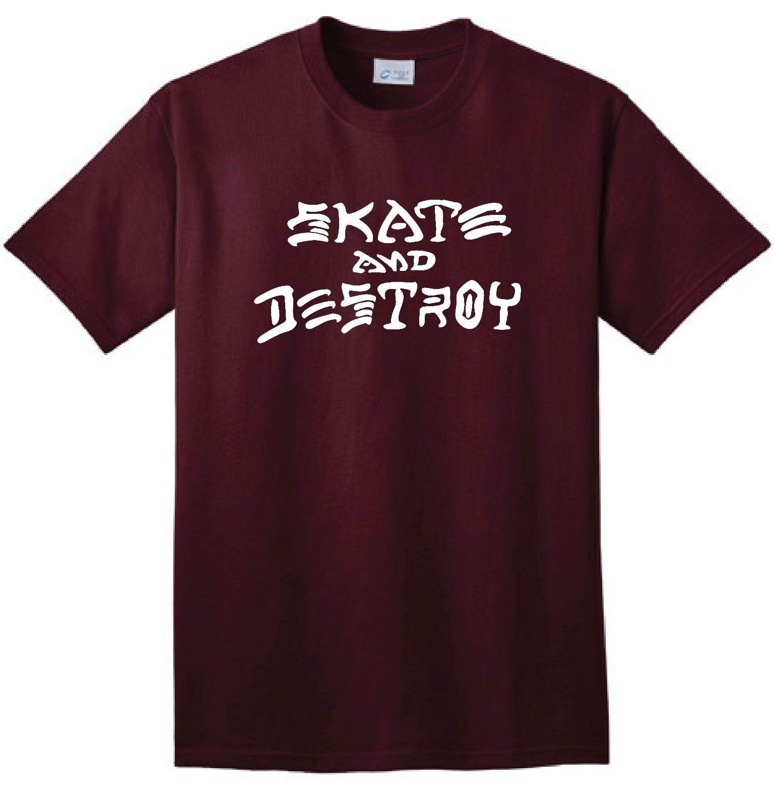 Destroy Logo - Skate And Destroy Logo Custom T-Shirt Tee Trasher Skateboarding Magazine  SkaterFunny free shipping Casual tee