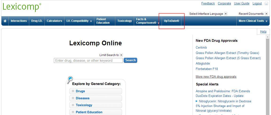 Lexicomp Logo - Lexicomp links to UpToDate decision support solution that