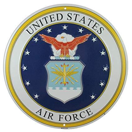 Airforcelogo Logo - Tags America United States Air Force Logo Metal Sign, 12 Inch Round  Embossed Aluminum Emblem, US Military Service Branch Wall Decor