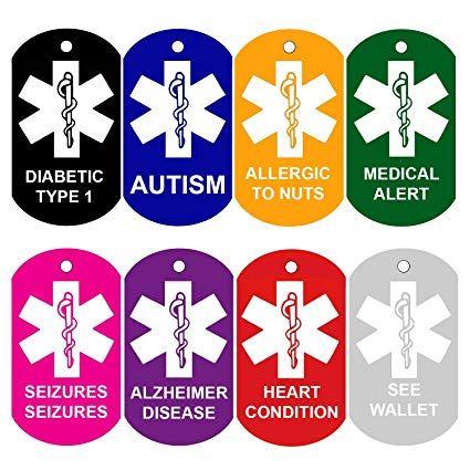 Alert Logo - CNATTAGS Set of 2 Medical Alert ID Tags. Personalized Front and Back. Medical Alert Logo. Medical Pet Tag Dog Tag
