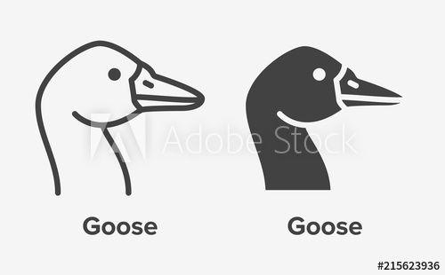 Geese Logo - Goose head flat line, glyph icon. Bird sign, illustration of duck