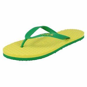 Cushe Logo - Details About Mens Cushe Yellow Green Summer Flip Flops 'Brazo Sandal'