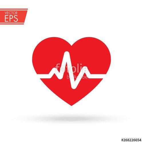 EKG Logo - Heart with beat monitor pulse line art icon for medical apps and ...