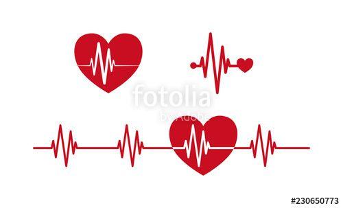 ECG Logo - Heartbeat concept icons. Cardiogram ecg line with heart symbol red