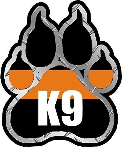 K-9 Logo - SAR Search And Rescue K9 Paw Decal K 9 Dog Unit Thin Orange Line Vinyl Sticker V