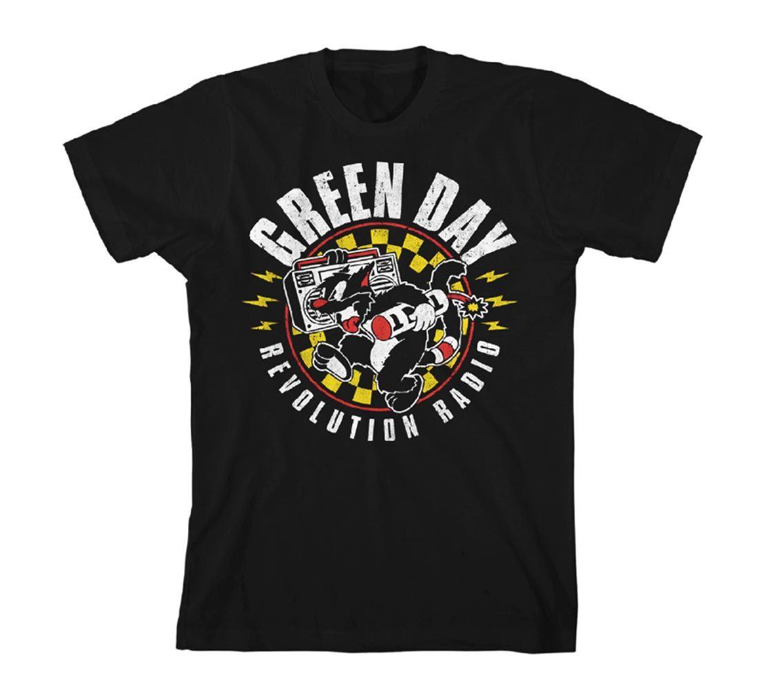 Green Day Logo - Official T Shirt GREEN DAY Revolution Radio Album CHECKER Cat All ...