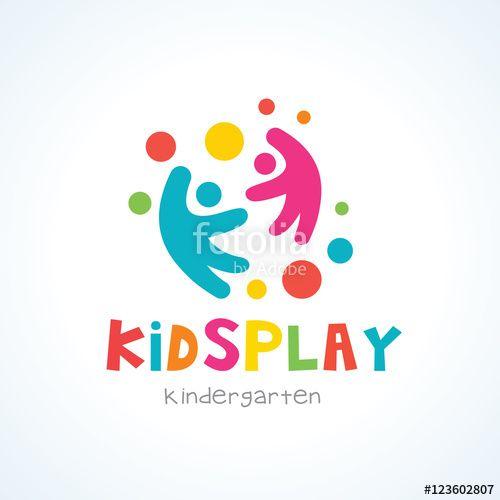 Kindergarten Logo - Kids logo, kids play logo, kindergarten logo, toy logo Stock image