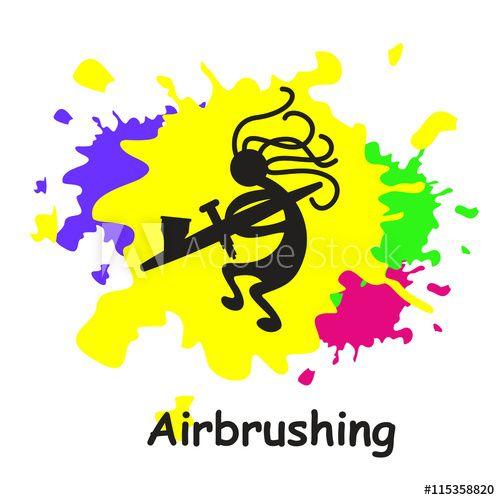 Airbrush Logo - Airbrushing, vector icons, logo. The artist with the airbrush on ...