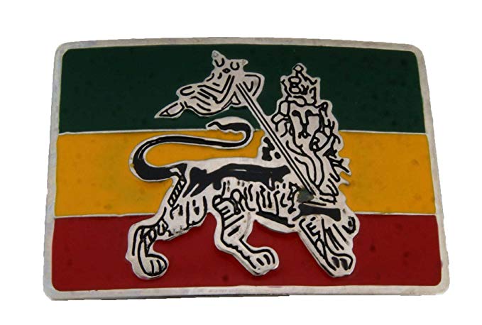 Rastafarian Logo - BBKZ796 RASTAFARIAN LION LOGO FLAG SQUARE BELT BUCKLE