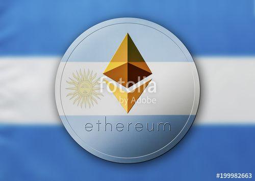 Ethercoin Logo - Cryptocurrency Ethereum (Ether) coin with Argentina flag