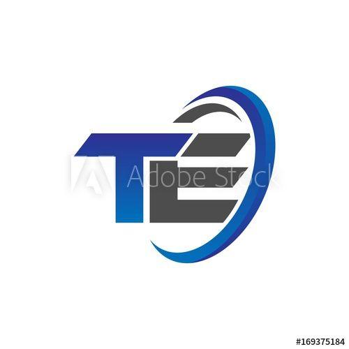 Te Logo - vector initial logo letters te with circle swoosh blue gray