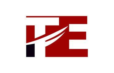Te Logo - TE Negative Space Square Swoosh Letter Logo this stock vector