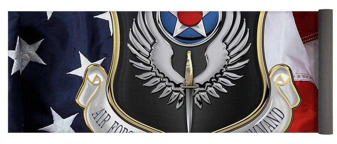 AFSOC Logo - Air Force Special Operations Command - A F S O C Shield Over American Flag  Yoga Mat