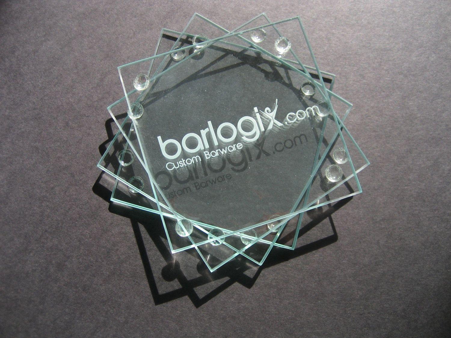 Engraved Logo - Engraved Glass Logo Coasters