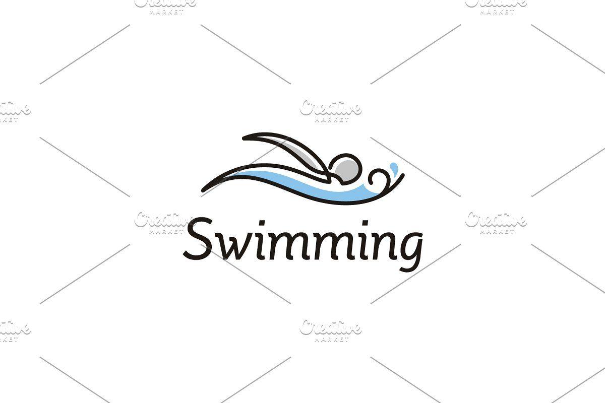 Swimming Logo - Artistic Line Art Swimming logo
