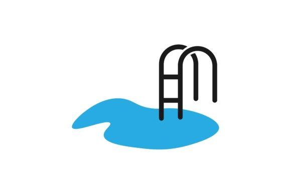 Swimming Logo - Water stair beach swimming pool logo