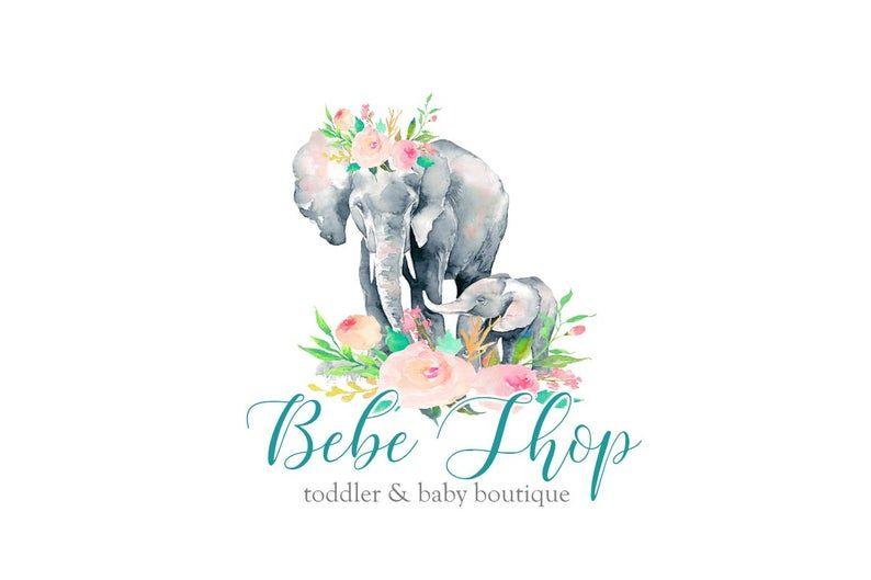 Elaphent Logo - Elephant Logo, Mom Baby logo, Elephants logo, Floral Elephant, Flowers  Logo, Rose Logo, Business Card, Biz Card logo, Pastel Logo design