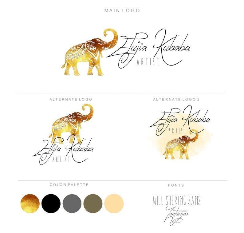 Elaphent Logo - Elephant Logo Set, Gold Elephant, Gold logo kit, Gold logo design, Textured  logo, Cursive writing, Calligraphy logo, Black and grey logo