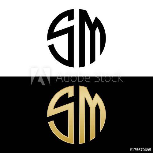 SM Logo - sm initial logo circle shape vector black and gold this stock