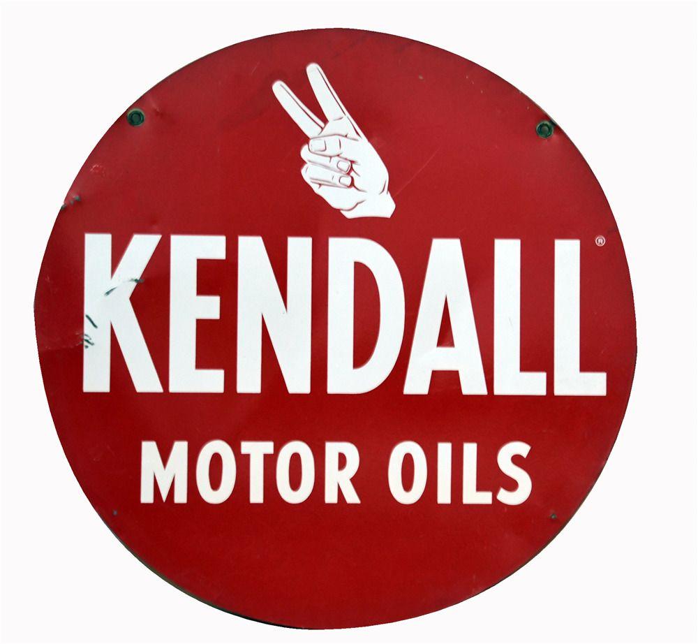 Kendall Logo - VINTAGE KENDALL MOTOR OILS DOUBLE-SIDED TIN SIGN WITH HAND/FI