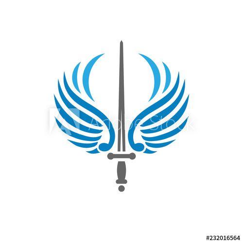 Metaphor Logo - creative sword with bird wings, battle and security metaphor logo