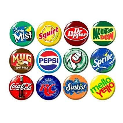 Pop Logo - Soda Pop Logo Buttons Pins (set #1)