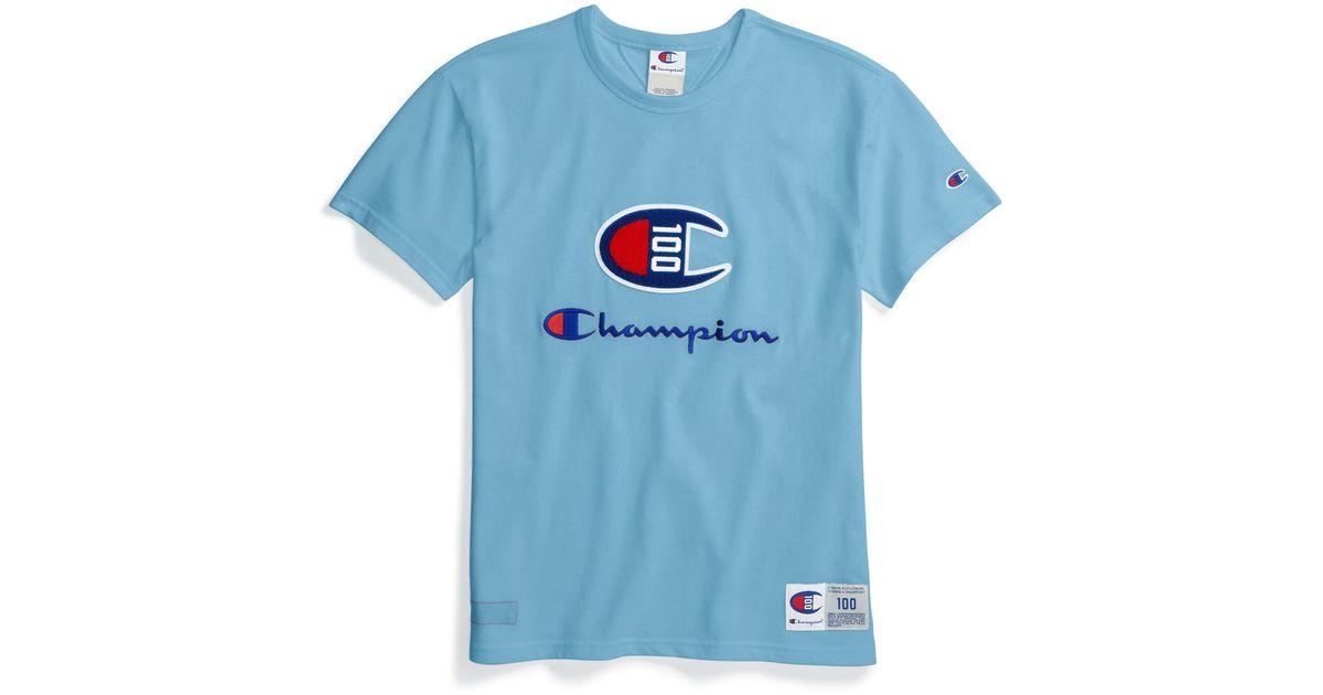 Chenille Logo - Champion - Blue Century Collection Tee, C100 Chenille Logo - Lyst