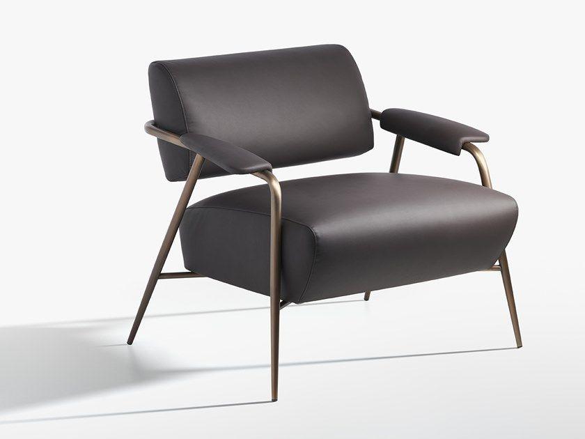 Potocco Logo - Leather armchair with armrests STAY By Potocco design storage