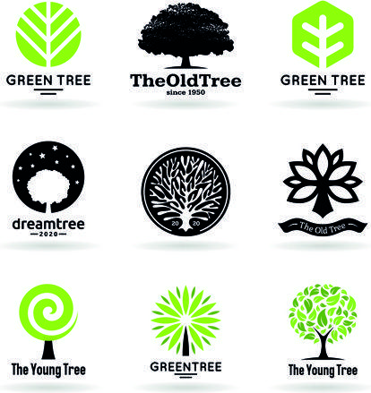 Trees Logo - Vector trees logos creative design set Free vector in Encapsulated ...
