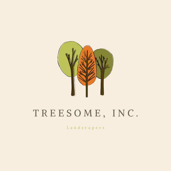 Trees Logo - Beige & Green Trees Landscaping Logo