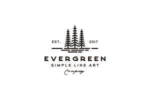 Trees Logo - Vintage Evergreen Pine tree Logo