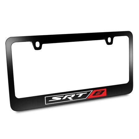SRT8 Logo - SRT8 Logo Black Metal License Plate Frame