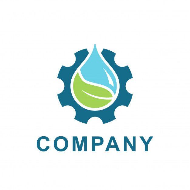 Cog Logo - Water, leaf with gear logo design vector. illustration of fresh