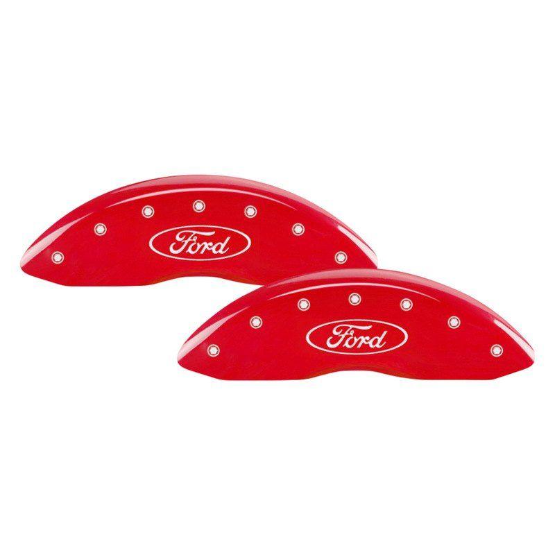 Red Oval Logo - MGP® 10229SFRDRD Red Caliper Covers with Ford Oval Logo