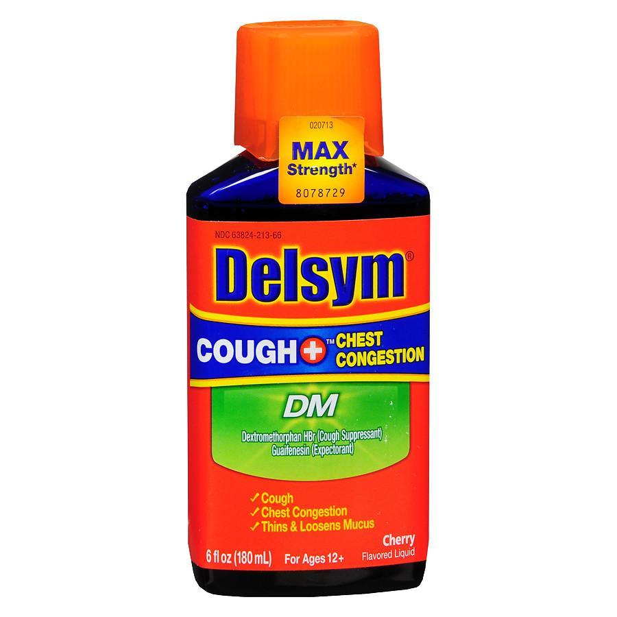 Delsym Logo - Delsym Adult Liquid Cough Plus Chest Congestion DM Cherry