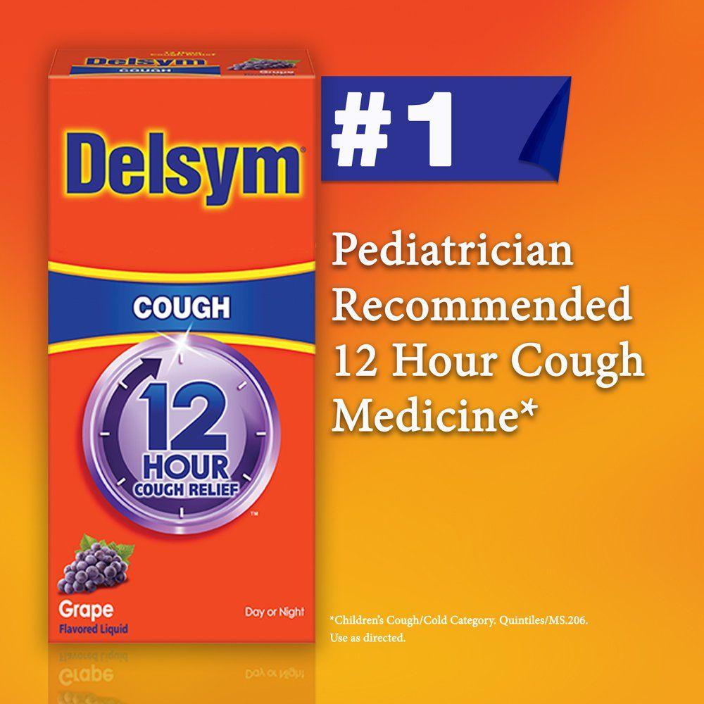 Delsym Logo - Delsym 12 Hour Cough Relief Liquid, Grape Flavor- Day Or Night Cough Suppressant With