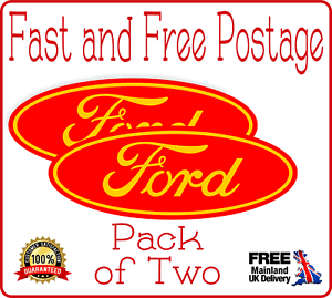 Red Oval Logo - 2 x Ford Style Oval logo badge vinyl sticker decal fiesta Fast Ford ...