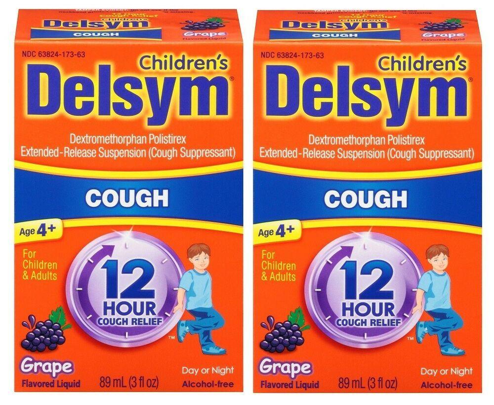 Delsym Logo - Details about Children's Delsym Cough Suppressant 12 Hour Relief Grape 2  Pack Exp 06/19 B039